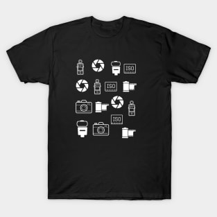 A Bunch of Photographic Stuff in Black T-Shirt